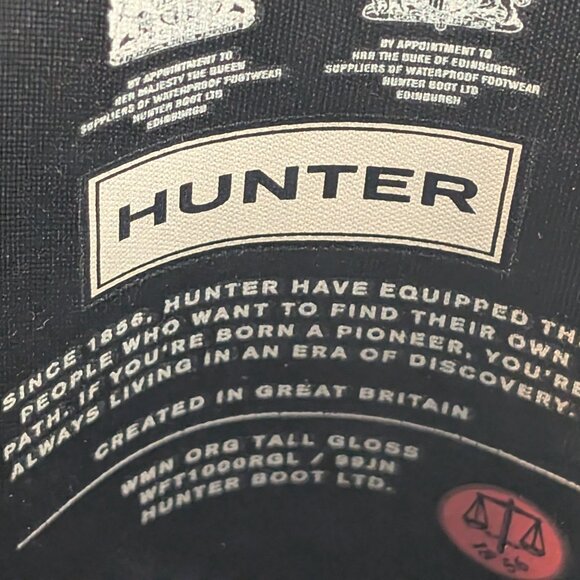 Hunter Original Tall Gloss Women's Rain Boots Black US Size 8 Adjustable Calf - Picture 12 of 14
